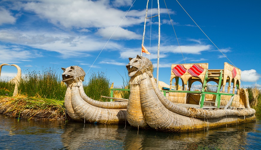 Traditional reed boats on Lake titicaca