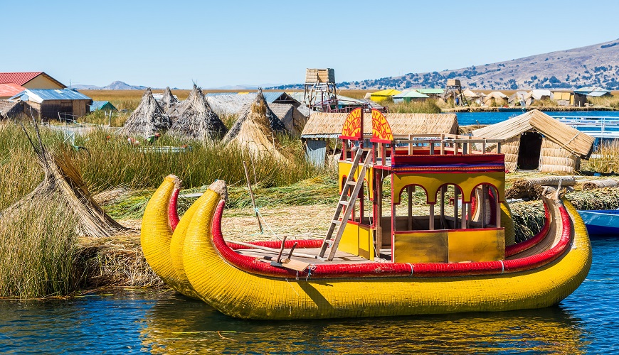 Reed boat on Lake Titicaca