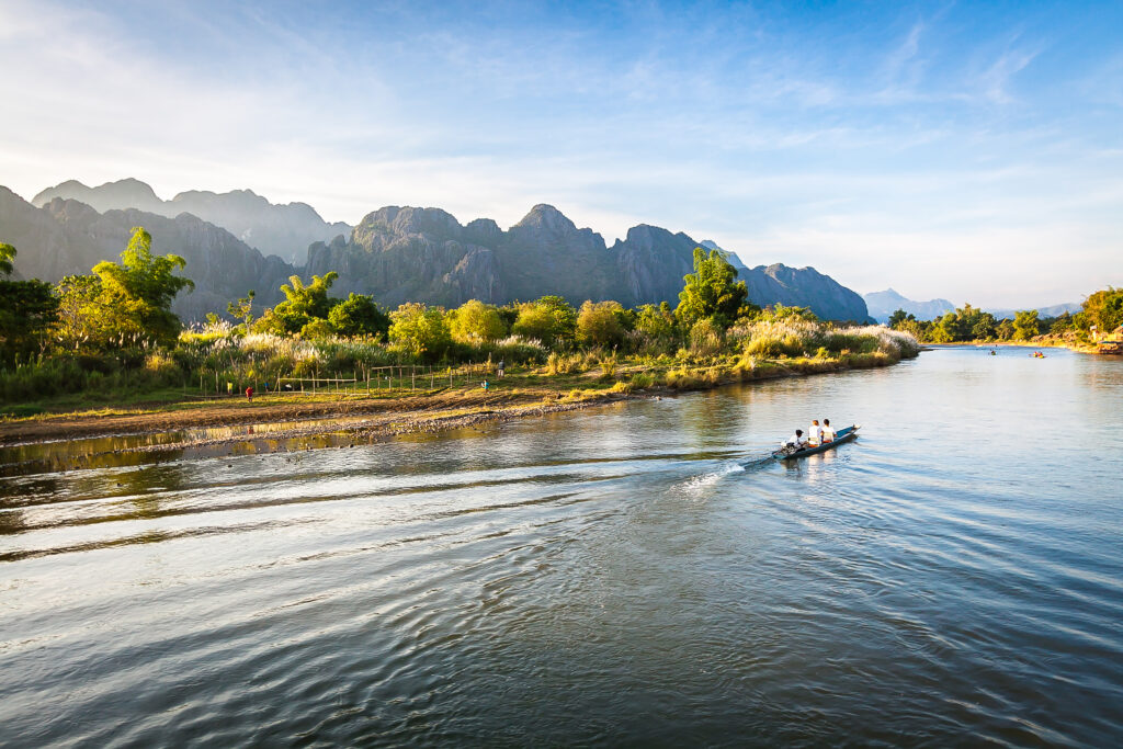 Song River at Vang Vieng, Laos, Asia