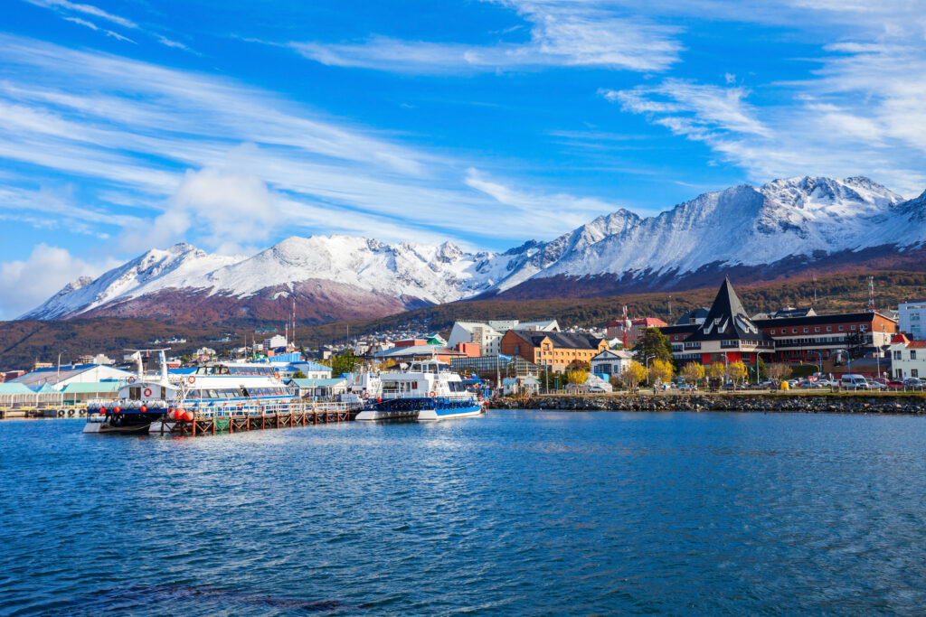 Ushuaia harbour port, Tierra del Fuego province in Argentina, South America