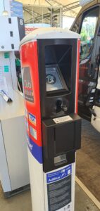 Credit card machine at motorway services in Belgium