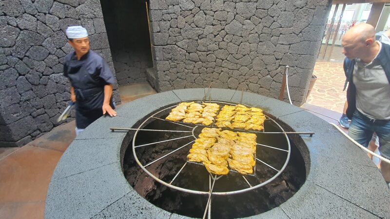 Lanzarote Canary Islands Spain Timanfaya NP Cooking Chicken